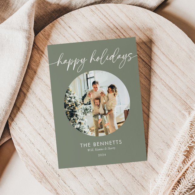 Cartão De Festividades Foto de Feriados Felizes do Script Na moda Boho (Criador carregado)