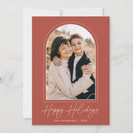 Cartão De Festividades Foto de feriados felizes do Snowy Arch Rust