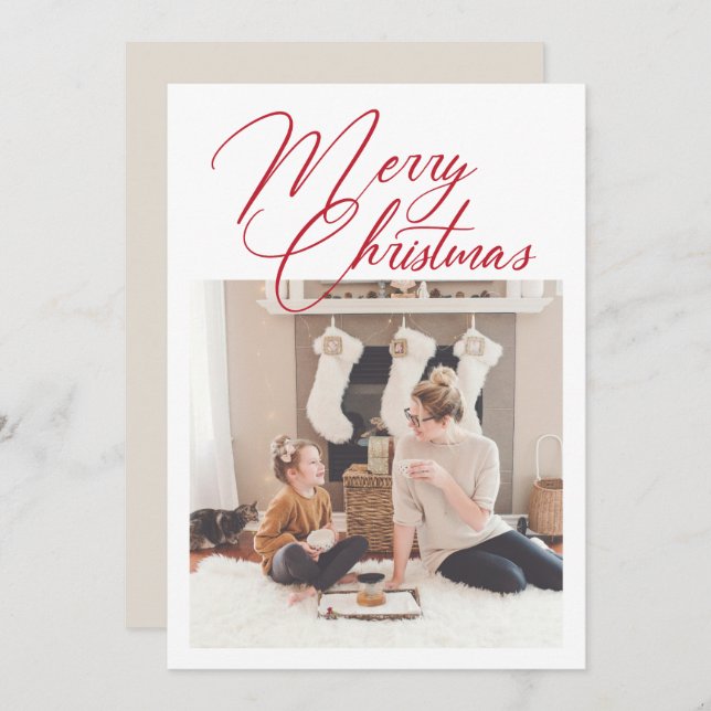 Cartão De Festividades Foto de Férias da Família Elegante (Frente/Verso)