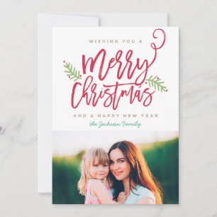 Cartão De Festividades Foto de Férias de Natal Brilhante com Script de P