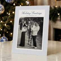 Foto de Férias de Natal com Listras Azuis Elegante