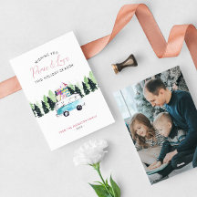 Foto de férias de Natal de Kombi Vintage Paz & Amo