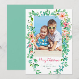 Cartão De Festividades Foto de Férias de Natal Tropicais Florais
