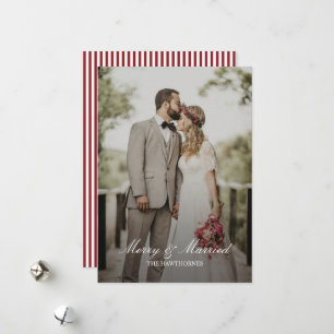 Cartão De Festividades Foto de Férias Elegante e Feliz Casamento