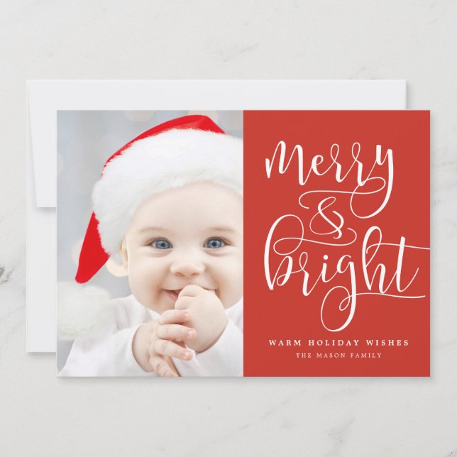 Cartão De Festividades Foto De Férias feliz E Brilhante (Frente)