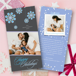 Cartão De Festividades Foto de Férias Felizes de Chic Ornamental Blue