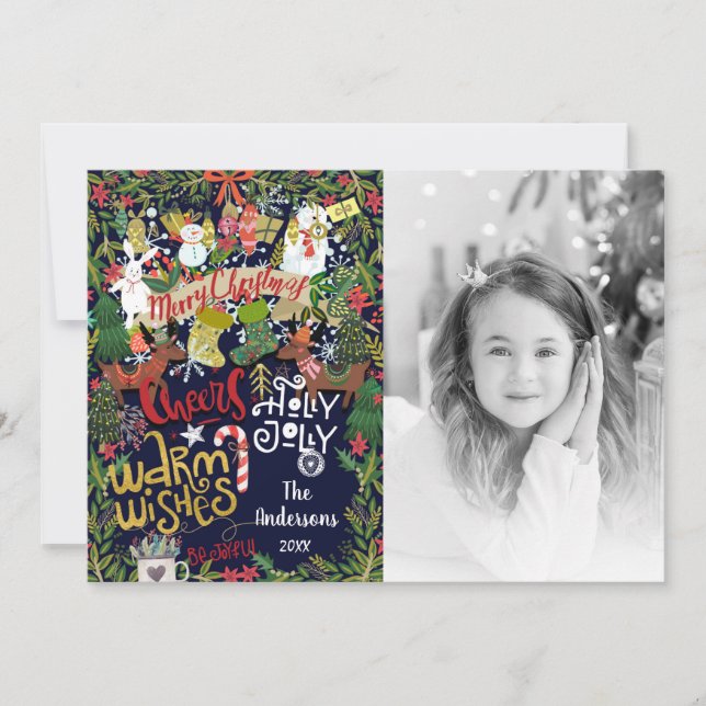 Cartão De Festividades Foto de Férias Natalícia Festiva e Caprichosa (Frente)