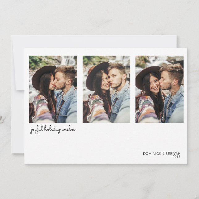 Cartão De Festividades Foto de Férias Simples Minimalista Moderna (Frente)