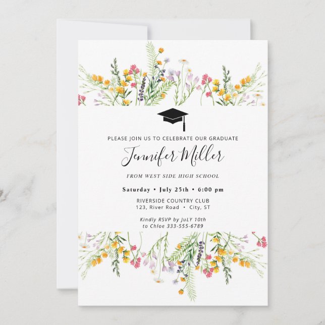 Cartão De Festividades Foto de Festa de formatura de flor selvagem (Frente)