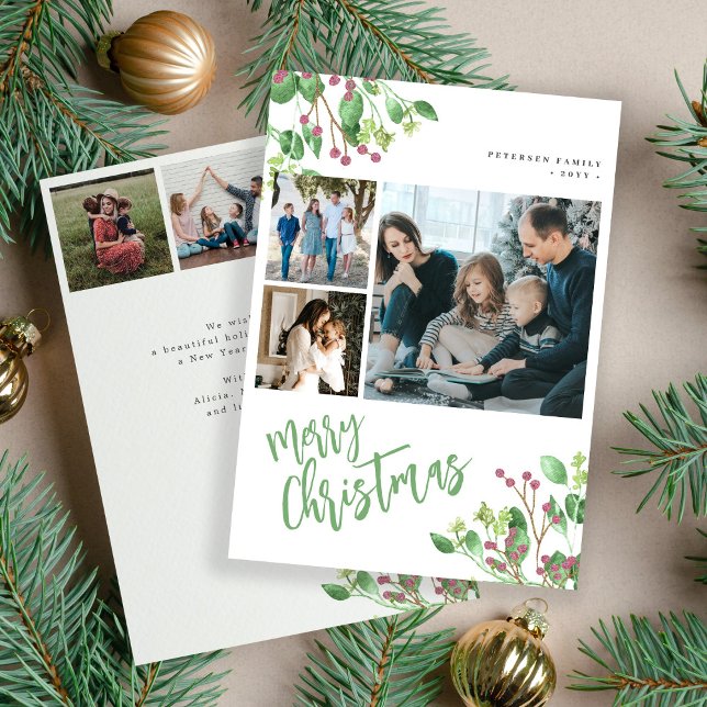 Cartão De Festividades Foto de folhagem de fruta de Natal Merry (Criador carregado)