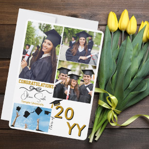 Cartão De Festividades Foto de Formatura Parabéns Graduado BFF Dourado