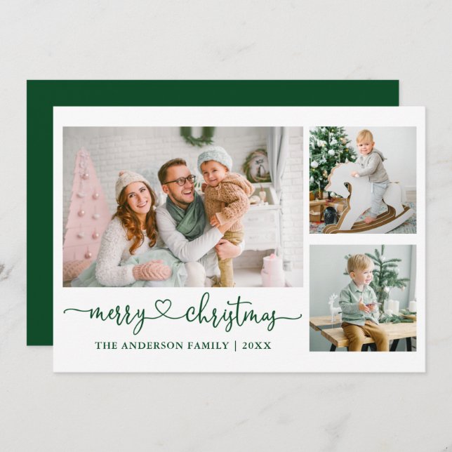 Cartão De Festividades Foto de Foto de Cartaz Verde de Natal 3 (Frente/Verso)
