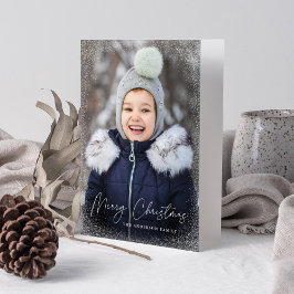 Cartão De Festividades Foto de Fusões de Neve Moderna com Script de Feliz