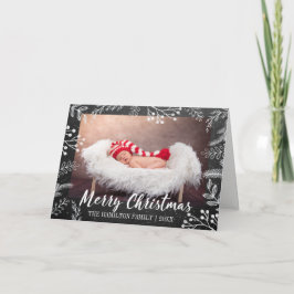 Cartão De Festividades Foto de Gráficos de Neve de Natal em Quadro Chalkb