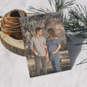 Cartão De Festividades Foto de gravidez com roteiro minimalista