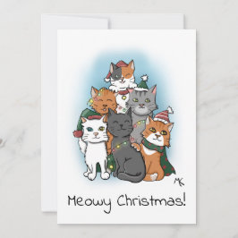 Cartão De Festividades Foto de grupo fofa de gatos de desenho animado