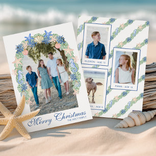 Cartão De Festividades Foto de Guirlanda de Natal Costeira em Aquarela