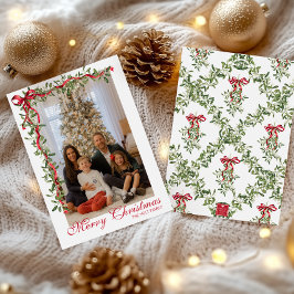 Cartão De Festividades Foto de Guirlanda de visco com laço vermelho em aq