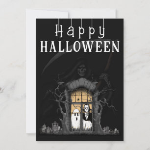 Cartão De Festividades Foto de Halloween da Casa Caçada