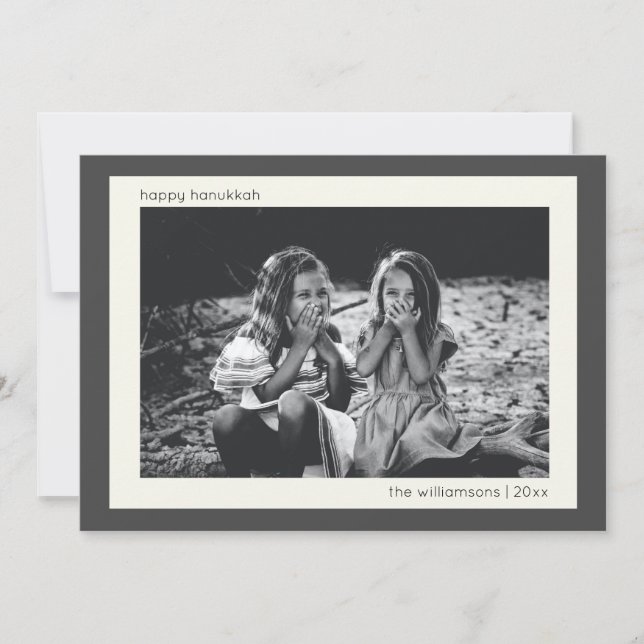 Cartão De Festividades Foto de Hanukkah, Cinza de carvão moderno minimali (Frente)