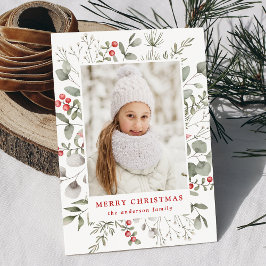 Cartão De Festividades Foto de Holly Berries e Foliage de inverno