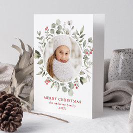 Cartão De Festividades Foto de Holly Berries e Foliage de inverno