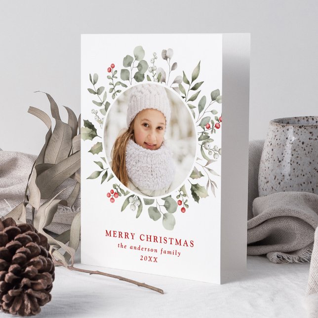 Cartão De Festividades Foto de Holly Berries e Foliage de inverno (Criador carregado)