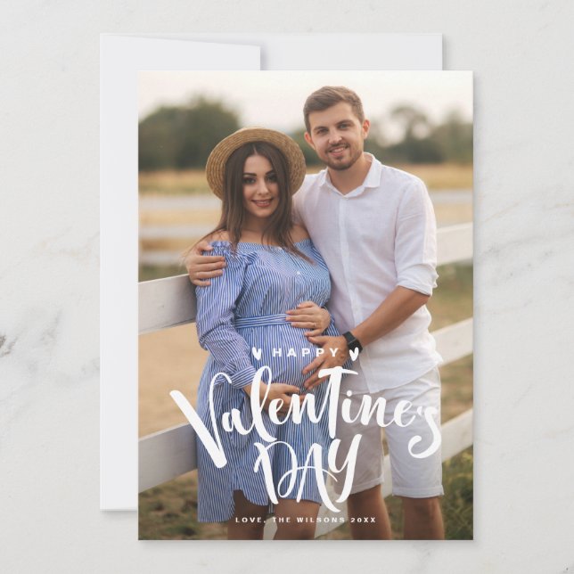 Cartão De Festividades Foto de inscrição de Feliz dia de os namorados bra (Frente)