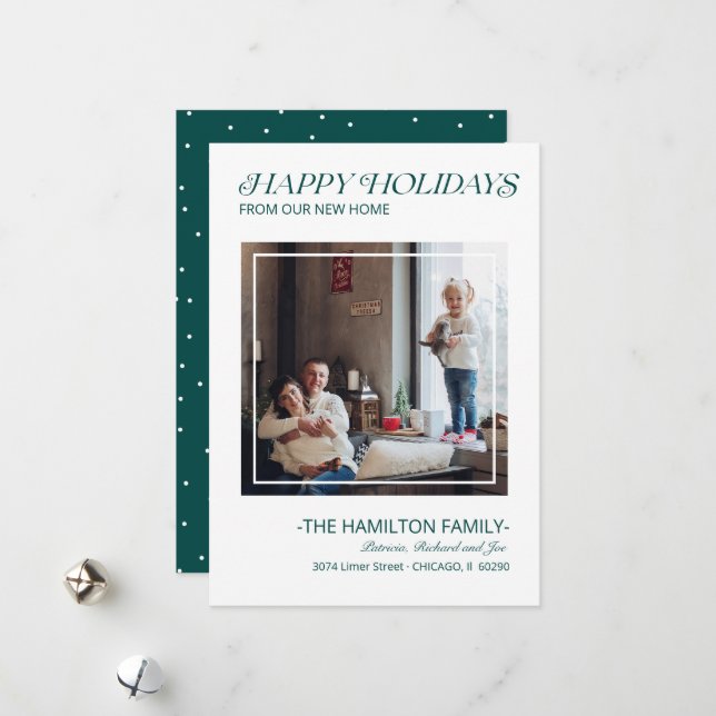 Cartão De Festividades Foto de lançamento sobre feriados felizes modernos (Frente/Verso In Situ)