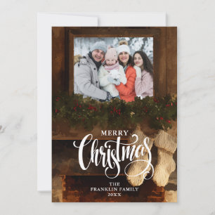 Cartão De Festividades Foto de lareira de inverno rústico de Natal