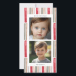 Cartão De Festividades Foto de Listras de Aquarela<br><div class="desc">Celebre a alegria da época natalina com o nosso cartão de Natal Watercolor Stripes, uma combinação perfeita de elegância e charme pessoal. Este cartão, lindamente desenhado, apresenta um impressionante padrão de listras em aquarela numa paleta harmoniosa de vermelho, rosa suave, sage, dourado e cinza, criando um cenário festivo e acolhedor...</div>