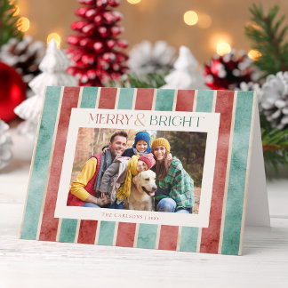 Cartão De Festividades Foto de Listras de Natal em Aquarela Festiva
