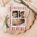 Cartão De Festividades Foto de Listras em Aquarela<br><div class="desc">Celebre a alegria da época natalina com o nosso cartão de Natal Watercolor Stripes, uma mistura perfeita de elegância e charme pessoal. Este cartão lindamente desenhado apresenta um padrão de listras em aquarela impressionante numa paleta harmoniosa de vermelho, rosa, sage, dourado e cinza, criando um cenário festivo e convidativo para...</div>