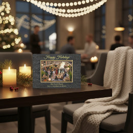 Cartão De Festividades Foto de Luxo com Estampa de Faux Jacaré Preto