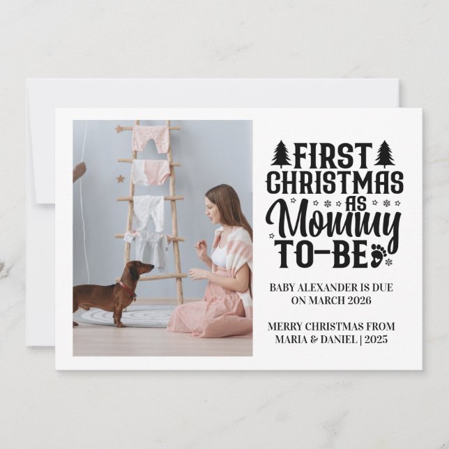 Cartão De Festividades Foto de Mamãe de Natal (Frente)