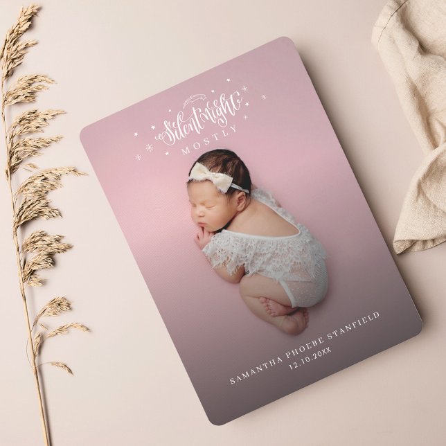 Cartão De Festividades Foto de Nascimento do Bebê de Natal Bonito e Notur (Cute Custom Christmas Holiday Birth Announcement)