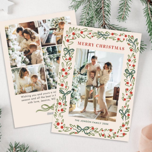 Cartão De Festividades Foto de Natal 5 do Whimsical Drawn (Criador carregado)