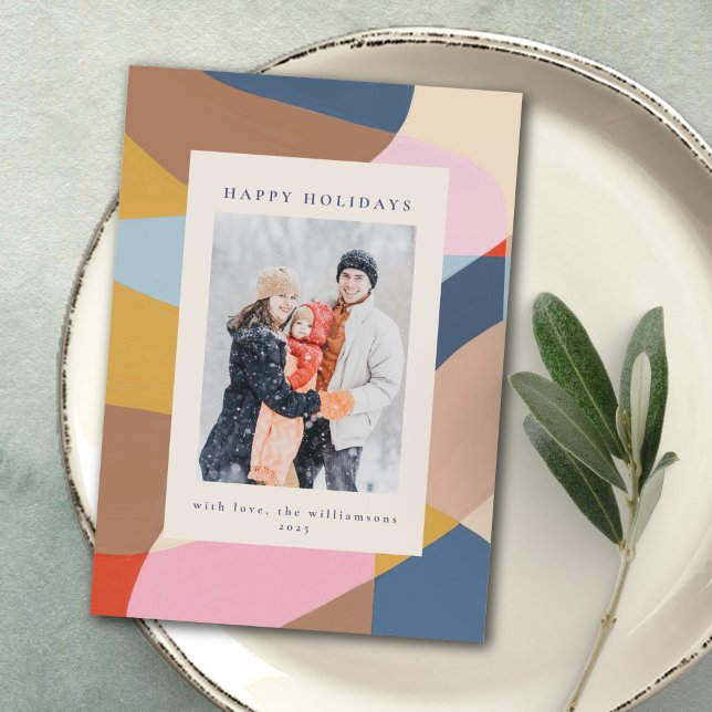 Cartão De Festividades Foto de Natal Abstrata Colorida Moderna Pintada (Criador carregado)