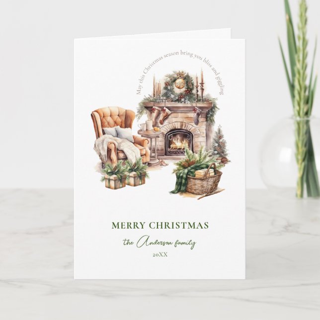 Cartão De Festividades Foto de Natal aconchegante (Frente)