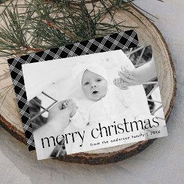 Cartão De Festividades Foto de Natal Alegre com Tipografia Preta Moderna