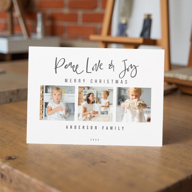 Cartão De Festividades Foto de Natal Alegre Paz Amor e Alegria (Criador carregado)