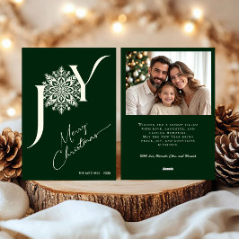 Cartão De Festividades Foto de Natal Alegria Verde Elegante