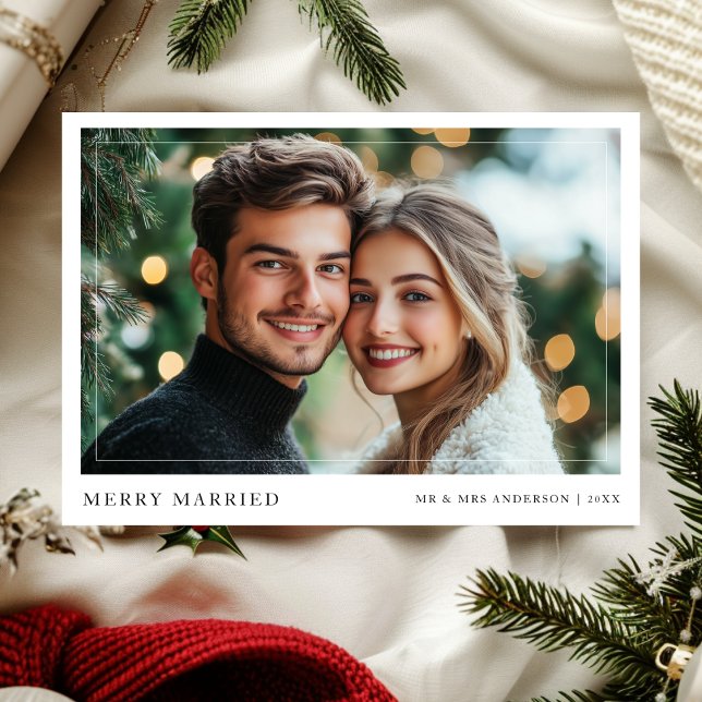 Cartão De Festividades Foto de Natal casada da nova Feliz (Criador carregado)