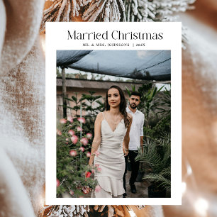 Cartão De Festividades Foto de Natal Casada Mínima para Novos Casos