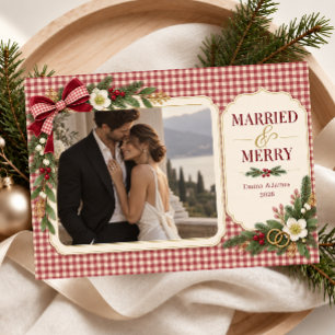 Cartão De Festividades Foto de Natal Casados e Alegres