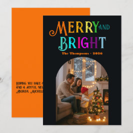 Cartão De Festividades Foto de Natal Colorida Alegre & Brilhante