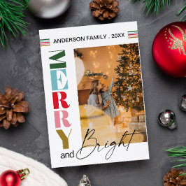 Cartão De Festividades Foto de Natal Colorida e Alegre com Estilo Retrô