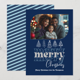 Cartão De Festividades Foto de Natal com Doodle Moderno e Retrô Nórdico n