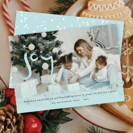 Cartão De Festividades Foto de Natal com Estrela de Caligrafia de Alegria