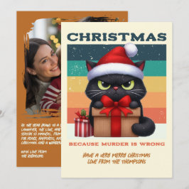 Cartão De Festividades Foto de Natal com Gato Engraçado e Moderno com Vis